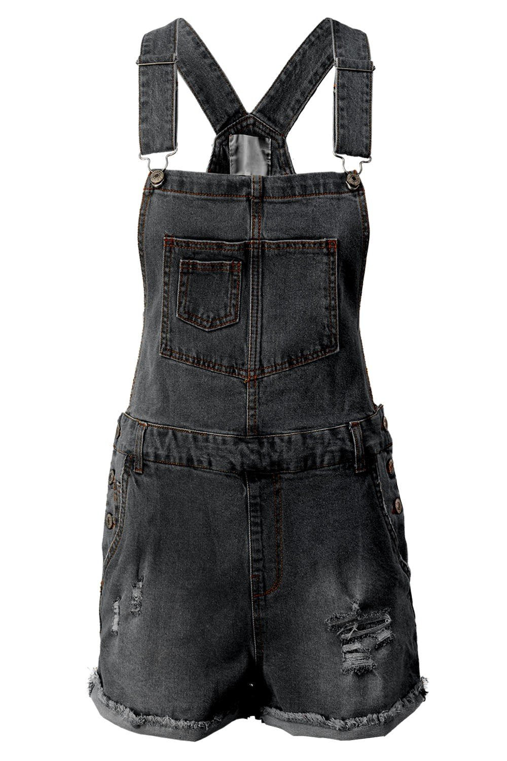 Overalls - Distressed Denim Overalls With Pockets