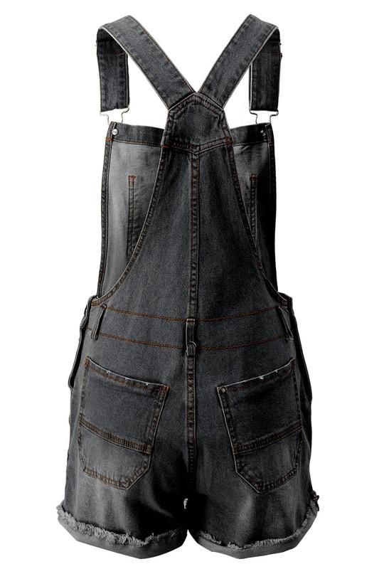 Overalls - Distressed Denim Overalls With Pockets