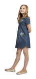Dress - Dex Kids Short Sleeve Embroidered Floral Denim Dress