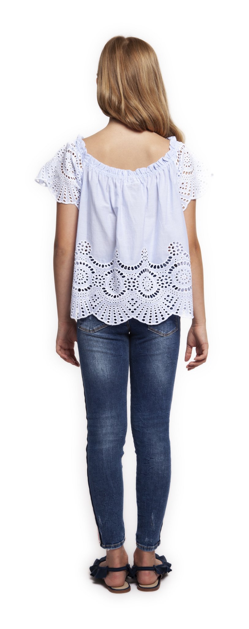 Top - Dex Kids Short Sleeve Crochet Lace Detail Top