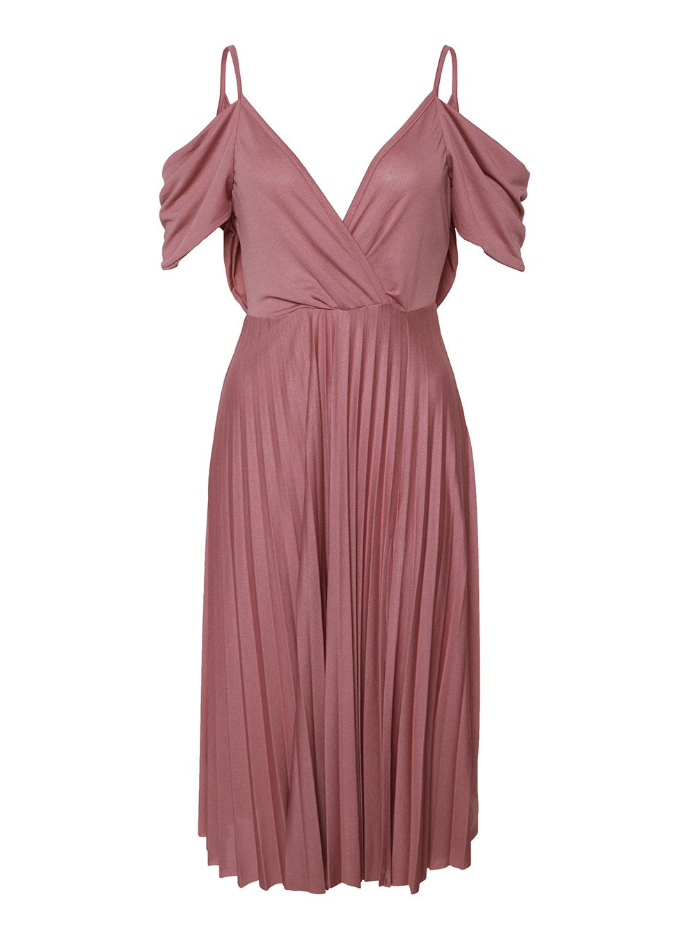 Dress - Dex Short Sleeve Cold Shoulder Crossover Pleated Dress