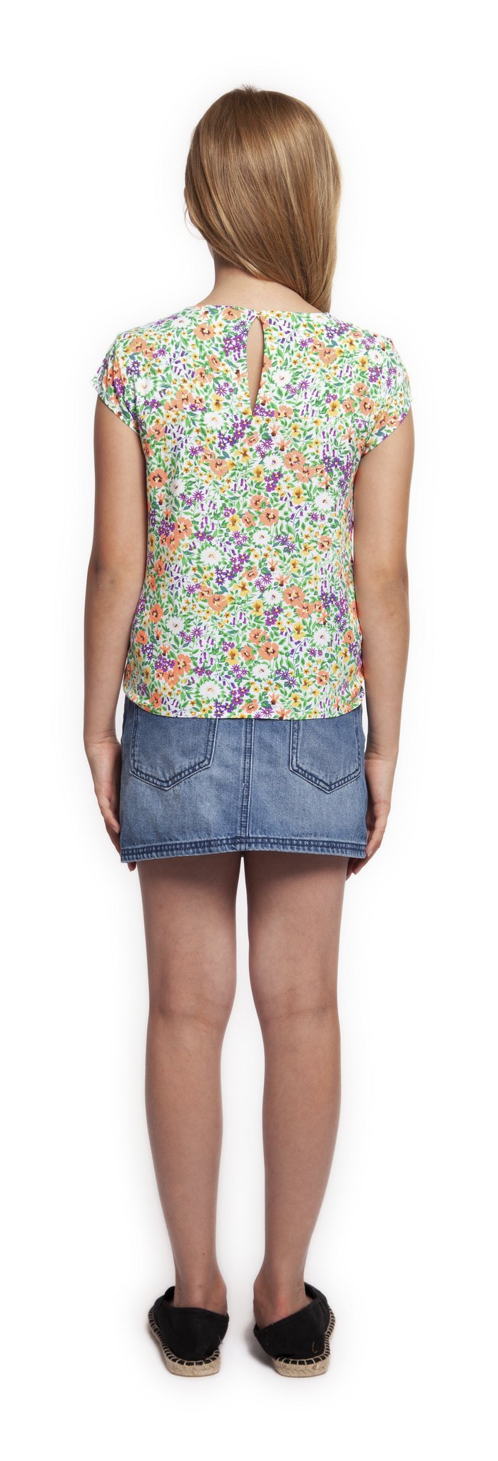 Top - Dex Kids Short Sleeve Floral Front Knot Top