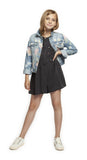 Top - Dex Kids Long Sleeve Floral Denim Jacket
