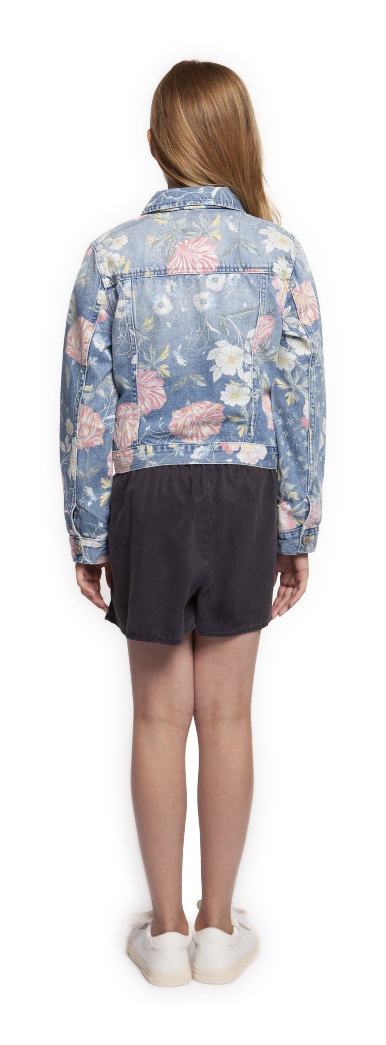Top - Dex Kids Long Sleeve Floral Denim Jacket