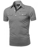 Top - Solid Zipper Detail Polo Shirt