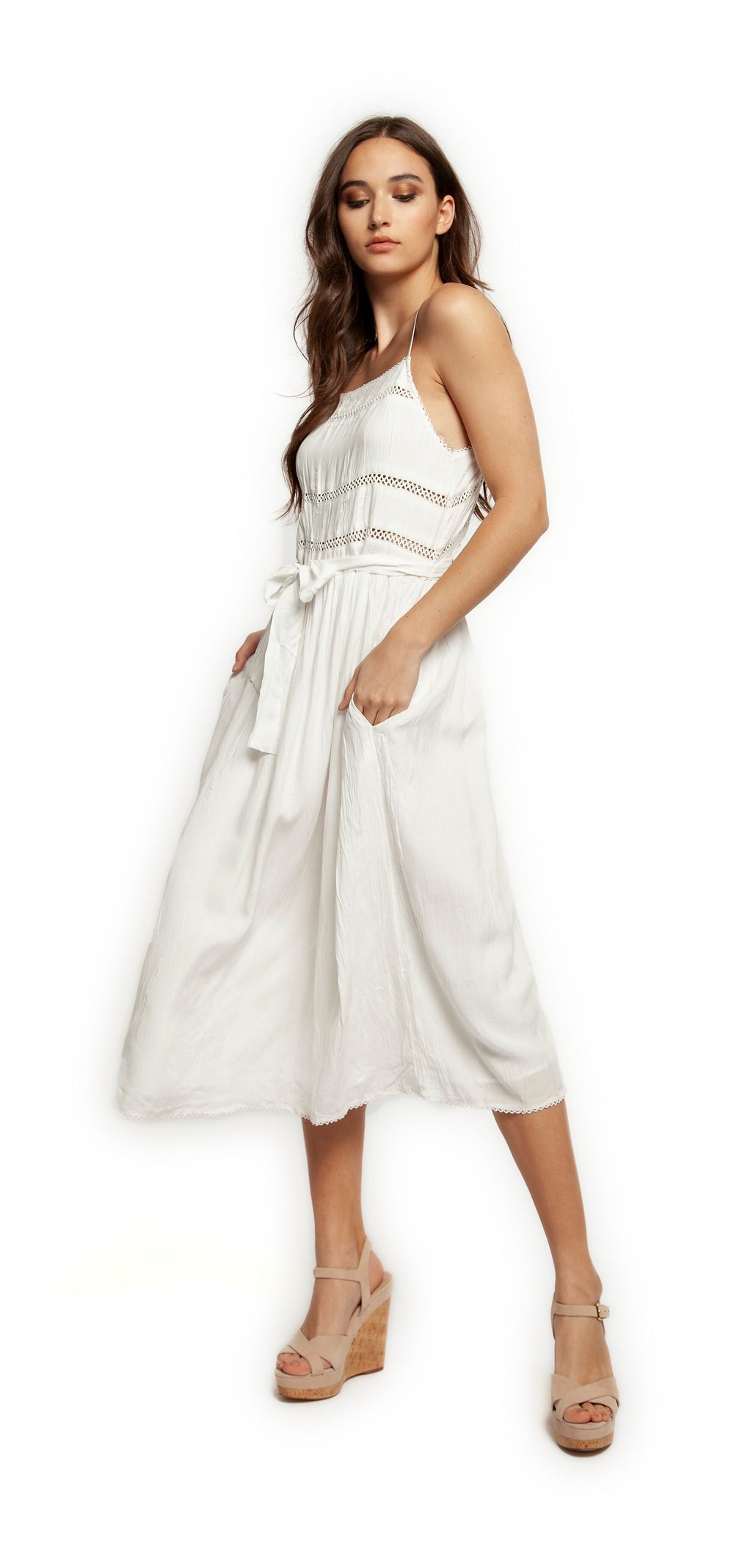Dress - Dex Trim Insert Self Tie Midi Dress
