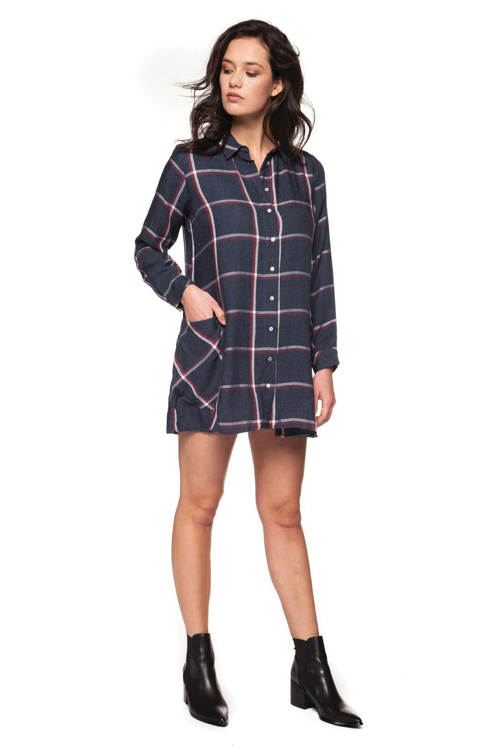 Dress - Dex Long Sleeve Checkered Blouse Dress