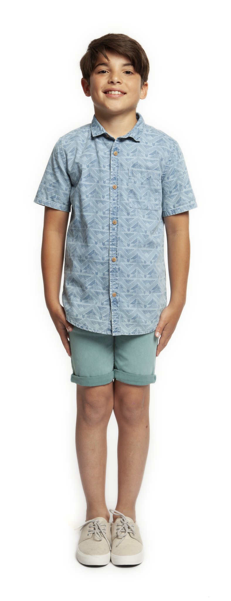 Top - Dex Kids Short Sleeve Aztek Button Front Shirt