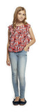 Top - Dex Kids Sleeveless Bird Print Ruffle Detail Top