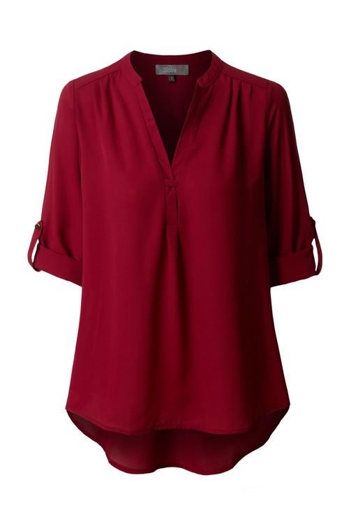 Top - Flowy Long Sleeve Semi Sheer Chiffon Blouse