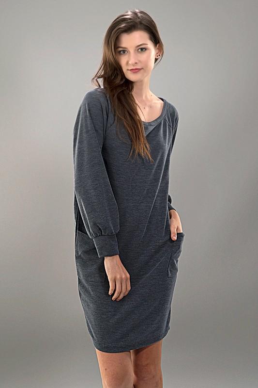 Dress - Solid Rip Knit Pocket Dress