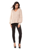 Top - Dex Open Back Puffy Long Sleeve Sweater