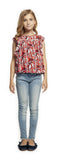 Top - Dex Kids Sleeveless Bird Print Ruffle Detail Top