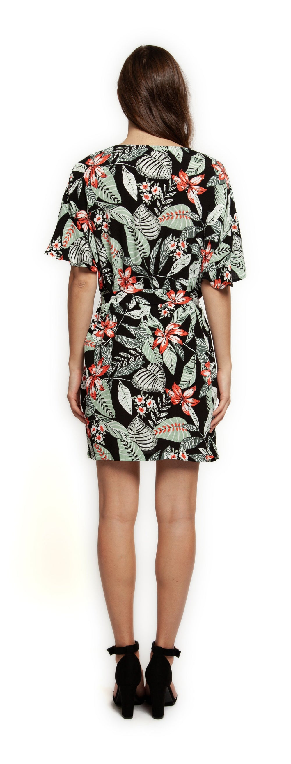 Dress - Dex Short Sleeve Scoop Neck Tropical Dress