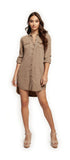 Top - Dex Roll Tab Sleeve Button Front Tunic