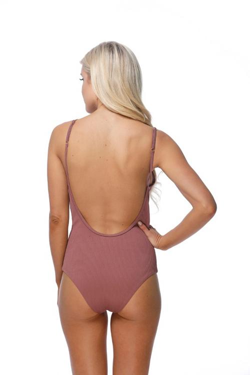 Swimsuit - Ribbed Snap Closures At Bust One Piece Swimsuit