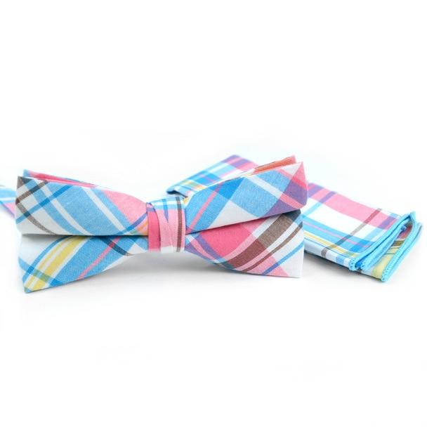 Accessory - Pastel Plaid Bow Tie/Hankerchief Set