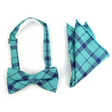 Accessory - Turquoise Plaid Bow Tie/Hankerchief Set