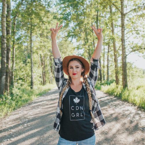 Top - Lace Brick Design Canadian Girl Tank