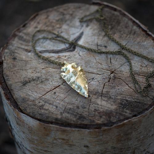 Accessory - Lace Brick Design Gold Dipped Arrow Head Necklace