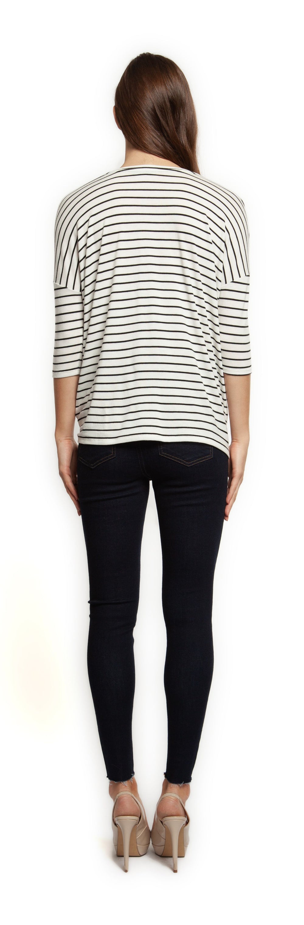 Top - Dex 3/4 Sleeve V-Neck Side Tie Striped Top