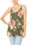 Top - Sleeveless Floral V-Neck Top