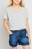 Top - Kids Solid Front Straps Detail Top