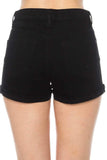 Shorts - High Rise Cuffed Frayed Hem Denim Shorts