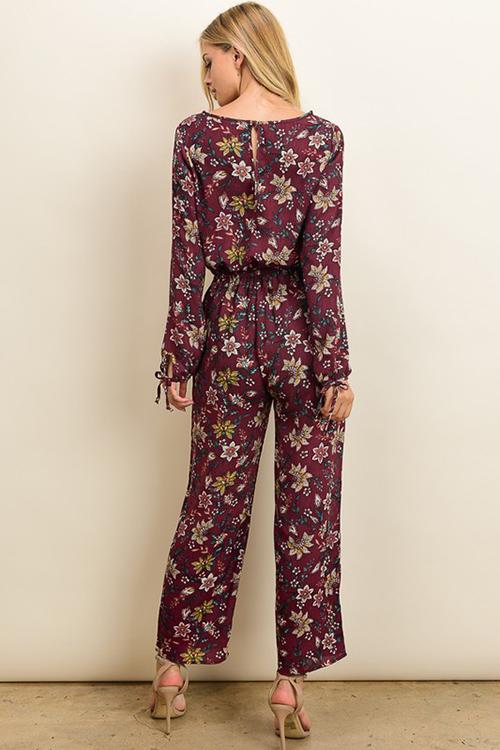 Jumpsuit - Floral Long Sleeve Jumpsuit