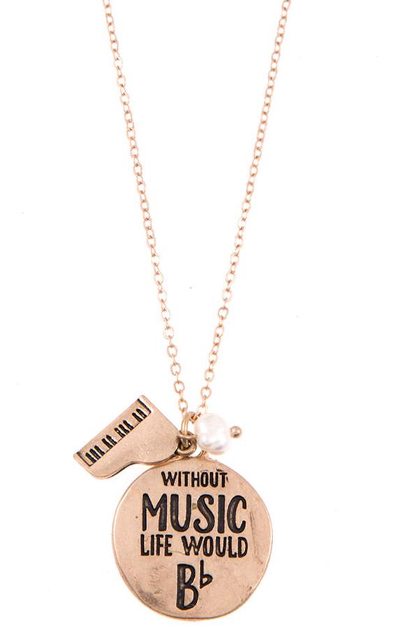 Accessory - Without Music Round Pendant Necklace Set