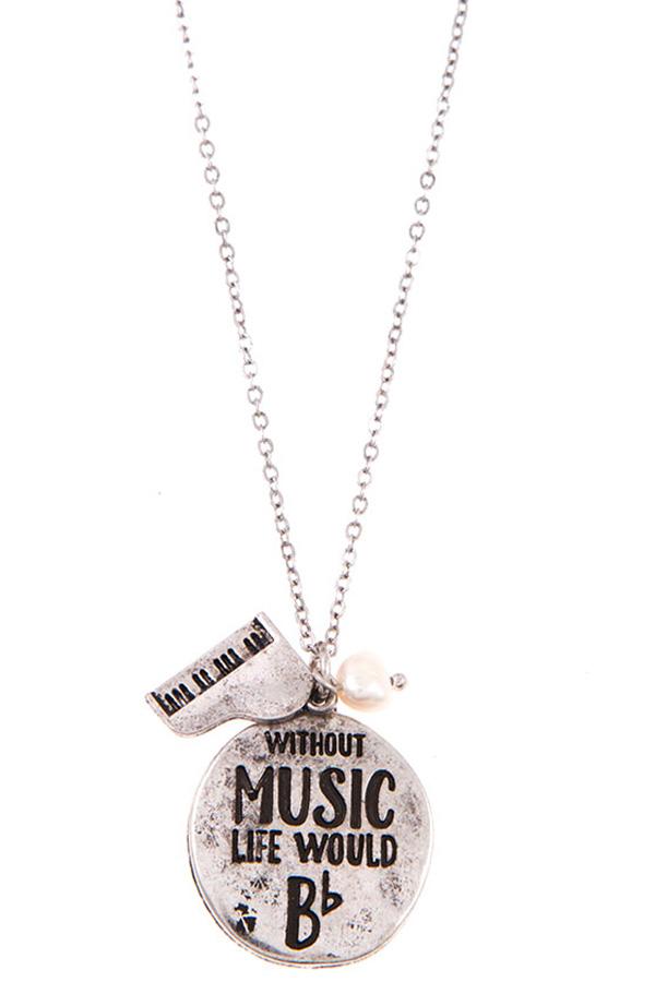 Accessory - Without Music Round Pendant Necklace Set
