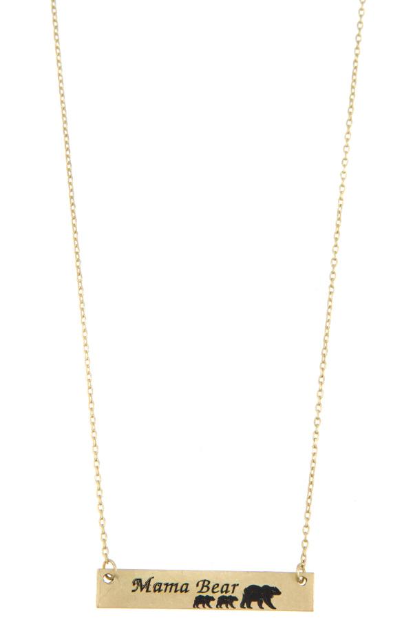 Accessory - Mama Bear Bar Pendant Necklace