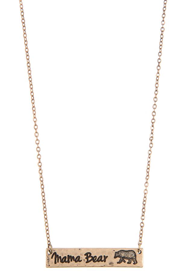 Accessory - Mama Bear Bar Pendant Necklace