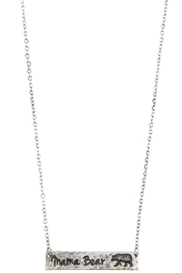 Accessory - Mama Bear Bar Pendant Necklace