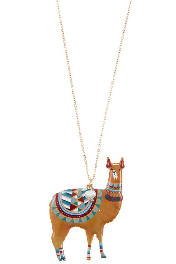 Accessory - Llama Pendant Long Necklace Set