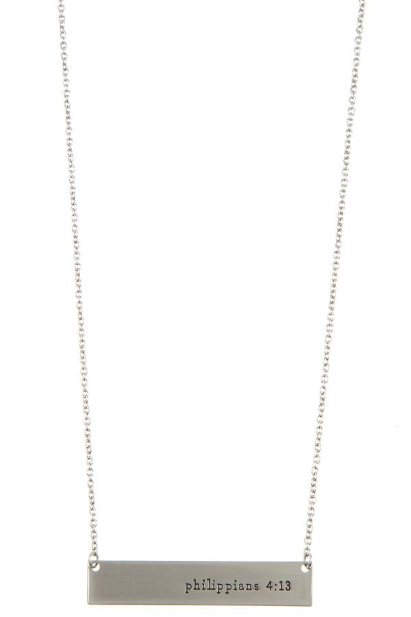Accessory - Philippians 4:13 Bar Pendant Necklace