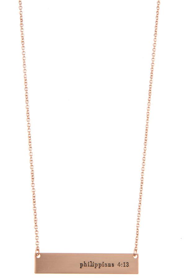 Accessory - Philippians 4:13 Bar Pendant Necklace