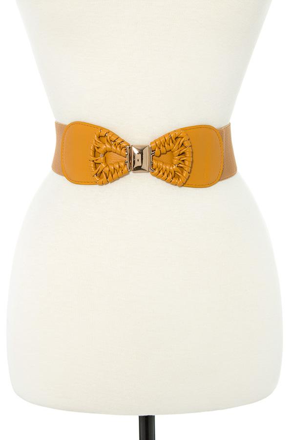 Accessory - Vegan Leather Bow Accent Stretch Belt