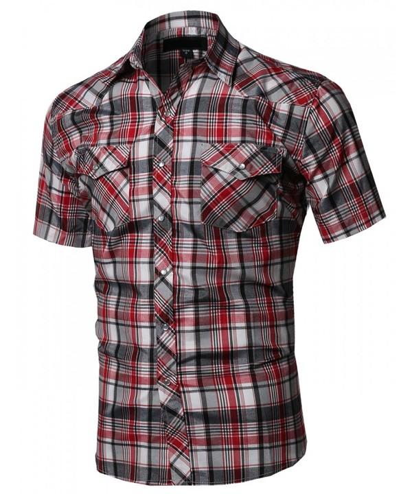 Top - Short Sleeve Western Plaid Shirt