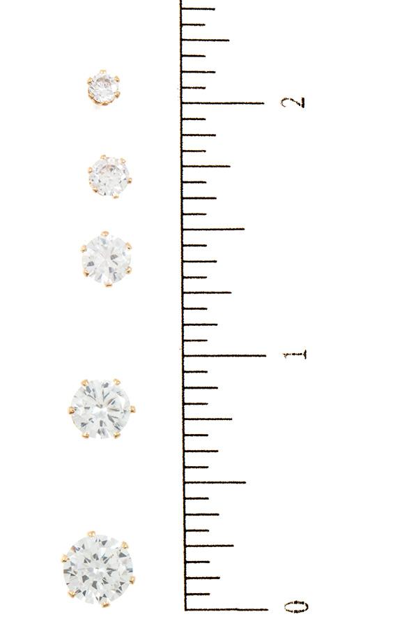 Accessory - CZ Stone Round Framed Post Earrings