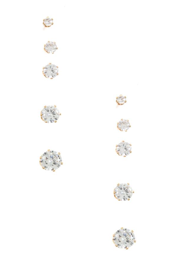 Accessory - CZ Stone Round Framed Post Earrings
