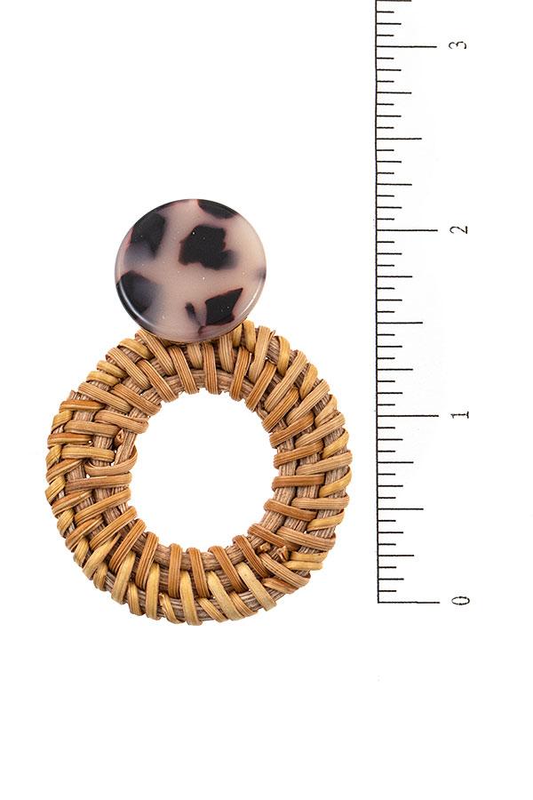 Accessory - Round Straw Acetate Post Earrings