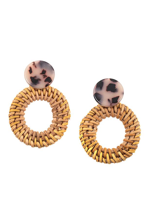 Accessory - Round Straw Acetate Post Earrings