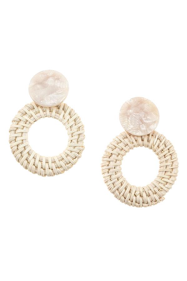 Accessory - Round Straw Acetate Post Earrings