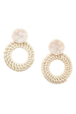 Accessory - Round Straw Acetate Post Earrings
