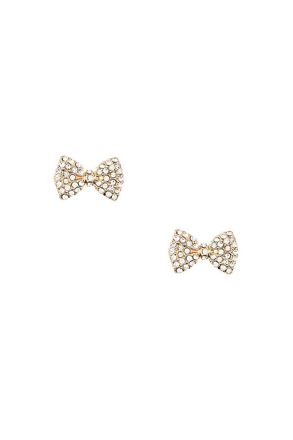 Accessory - Rhinestone Pave Bow Post Earrings