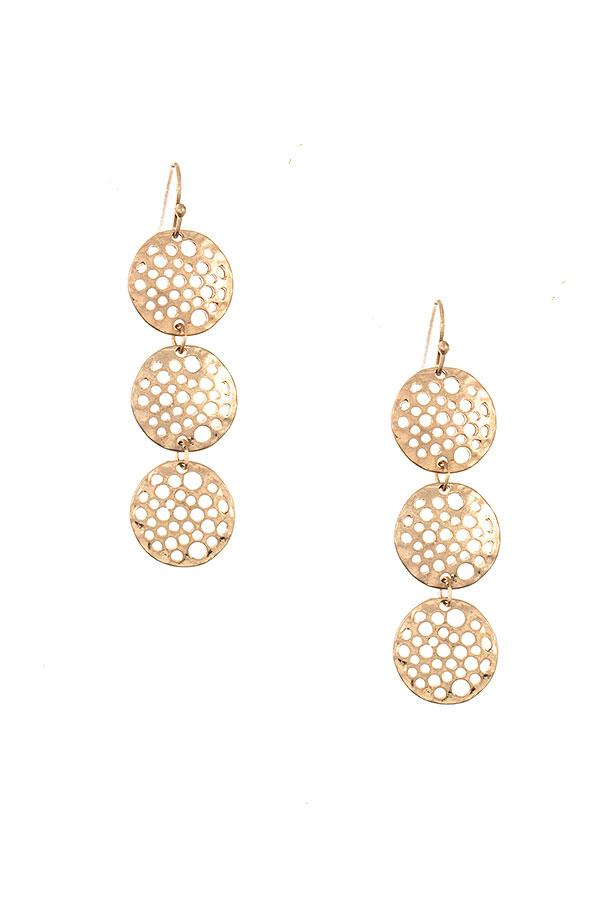 Accessory - Triple Cut Out Disk Dangle Earrings