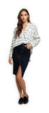 Top - Dex Long Sleeve Hi-Lo Striped Pullover Blouse