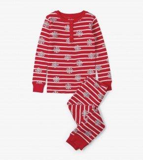 Pyjama - Hatley Kids Candy Cane Waffle Henley Organic Cotton Pyjama