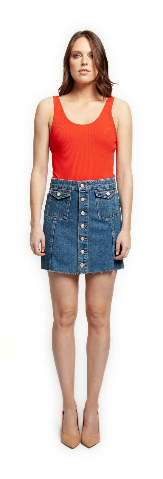 Skirt - Dex Denim Button Front Mini Skirt